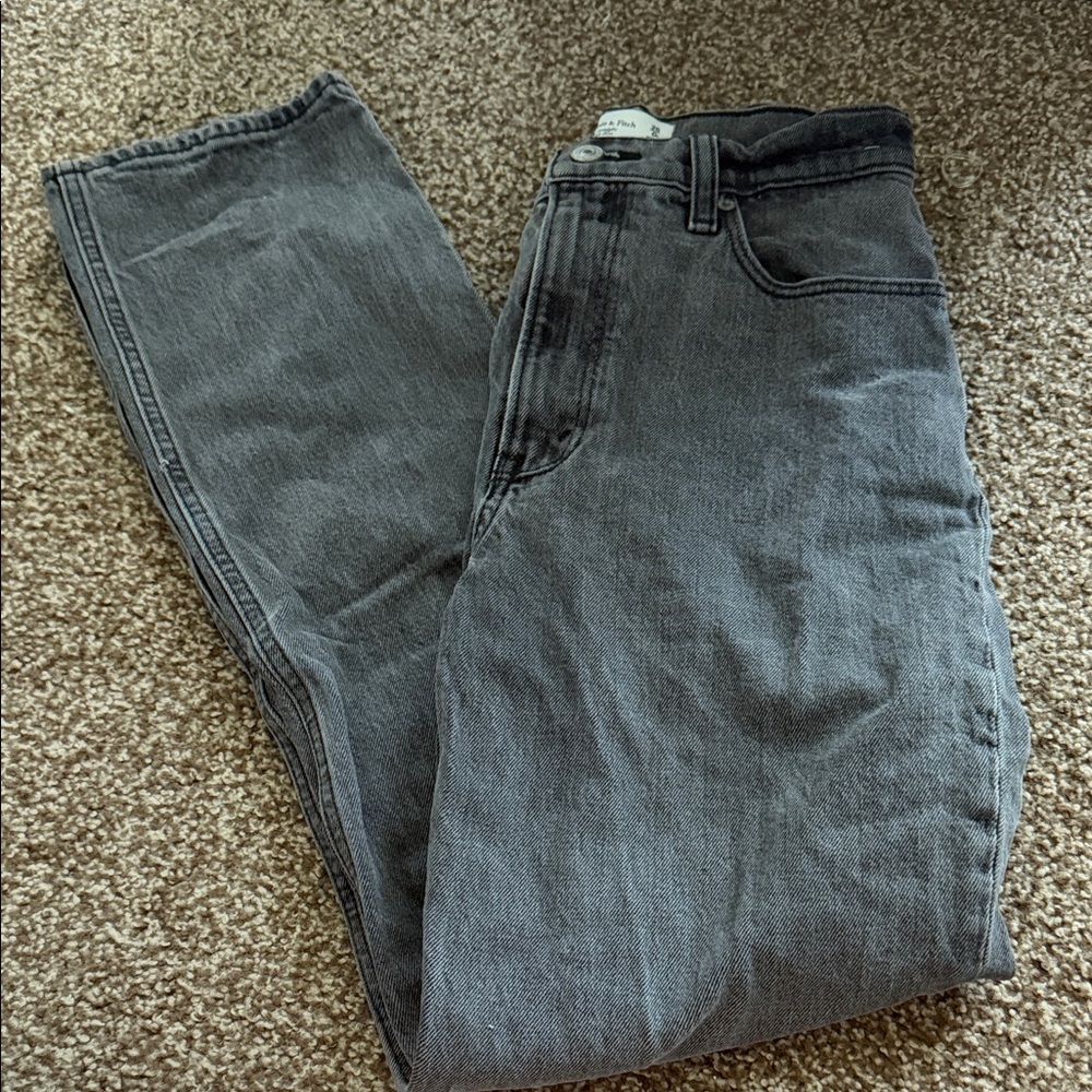 Abercrombie & Fitch Straight Leg Jeans in Washed Black
